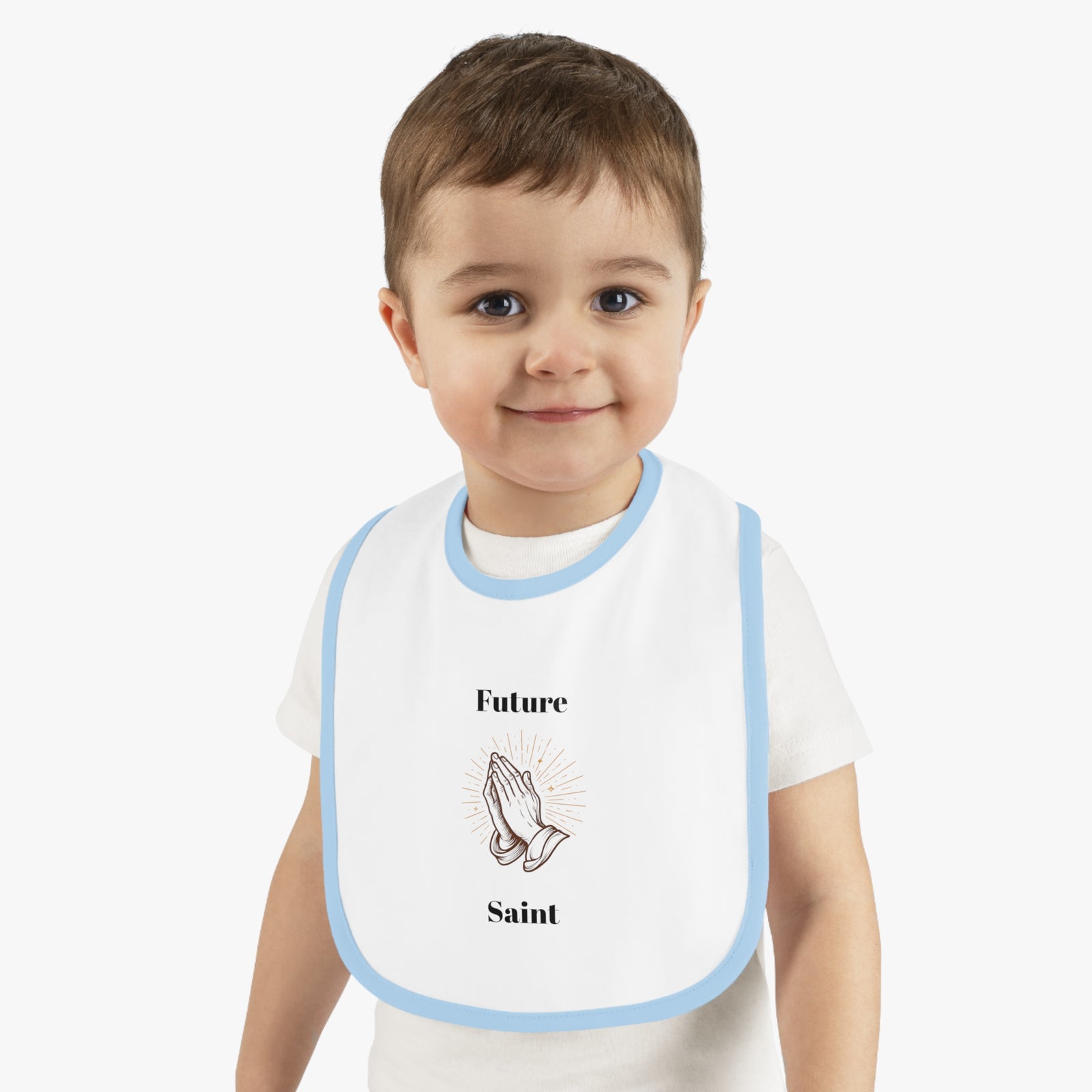 Future Saint Baby Bib | Cute Baby Gift, Infant Motif Bib, Newborn Essential, Baby Shower Gift, Religious Baby Apparel