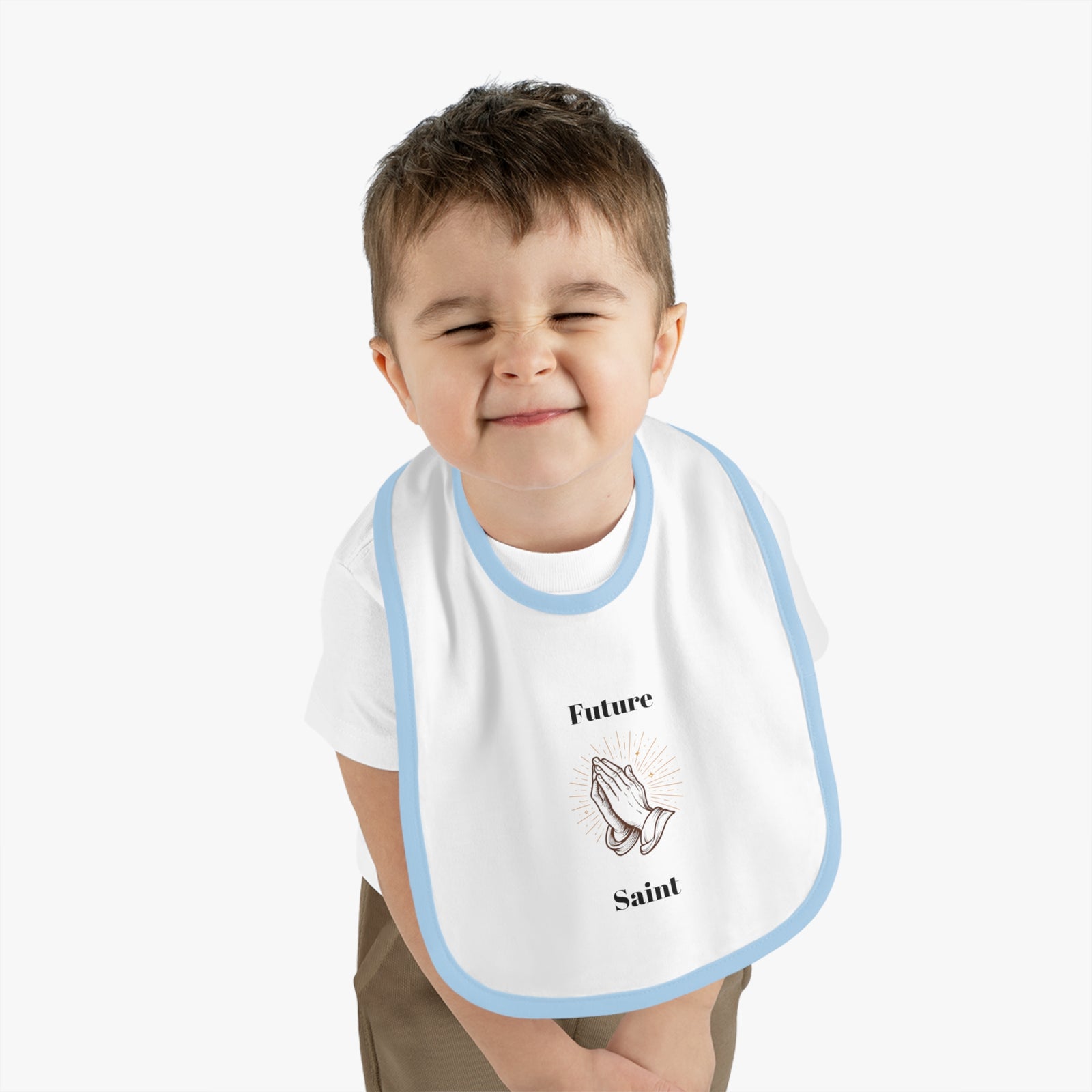 Future Saint Baby Bib | Cute Baby Gift, Infant Motif Bib, Newborn Essential, Baby Shower Gift, Religious Baby Apparel