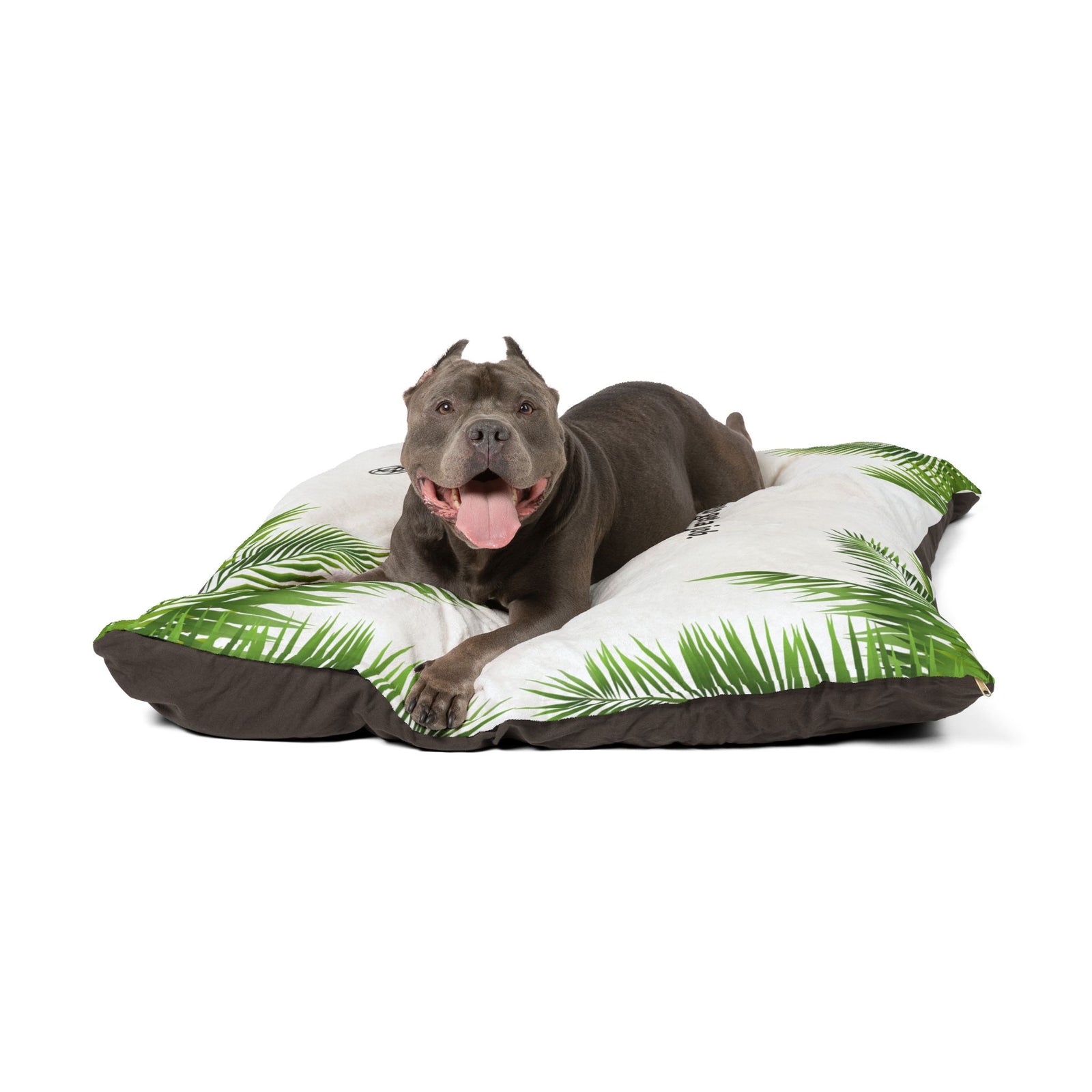 Tropical Pet Bed with Fun Quote, Ideal for Dog Lovers. Remind your dog that it's time to get a job.