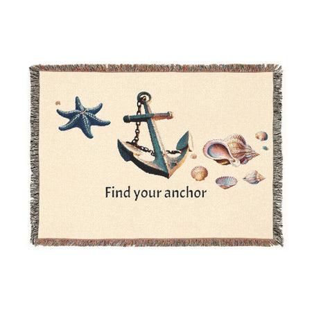 Woven Blanket - Nautical Vibes 'Find Your Anchor'