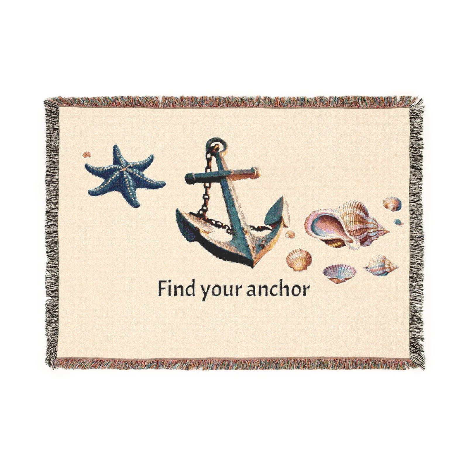 Woven Blanket - Nautical Vibes 'Find Your Anchor'