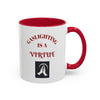 Workplace Humor Colorful Mug with the message that reads "gaslighting is a virtue."