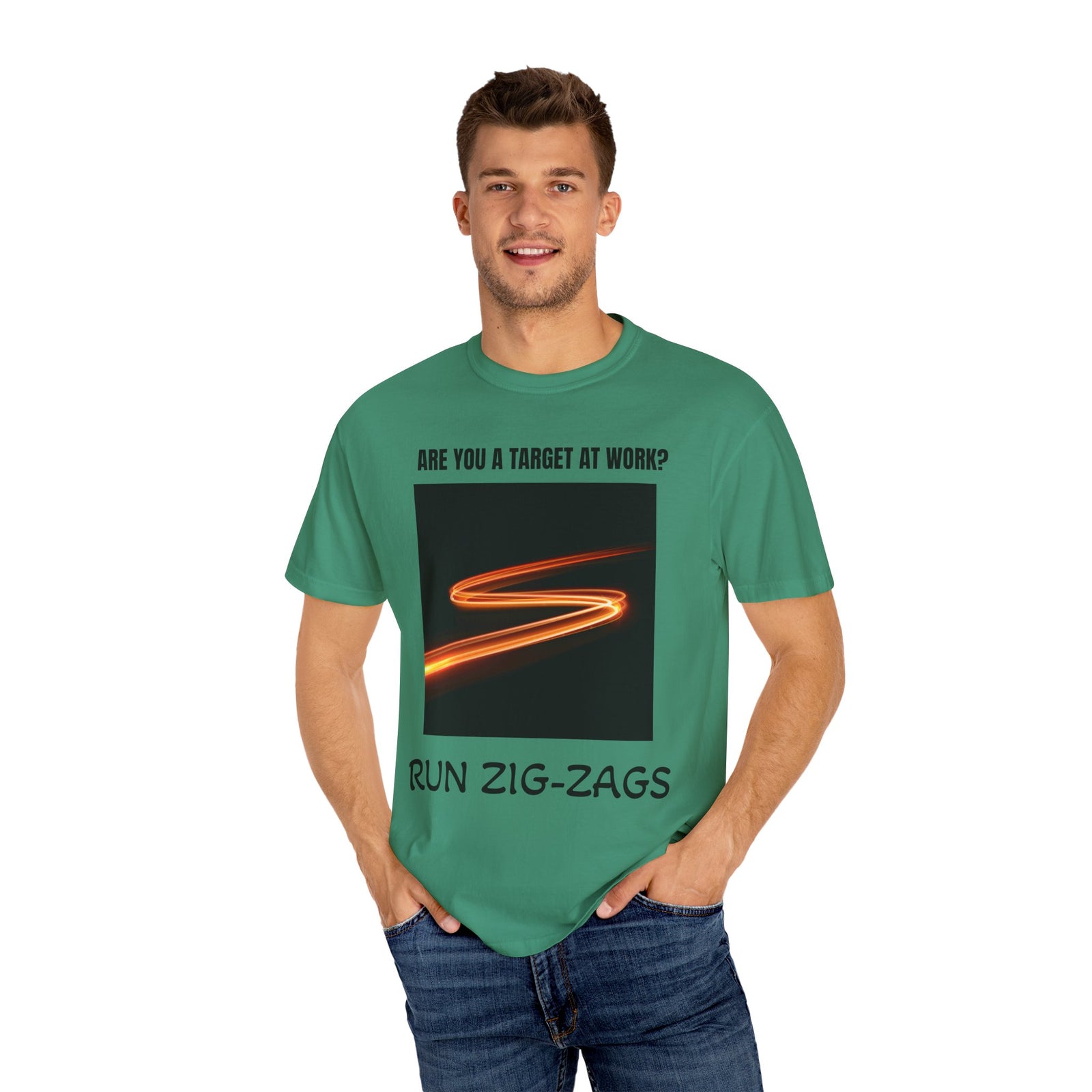 Funny Workplace Humor Unisex T-shirt - How to Avoid Being a Target by Running Zig Zags