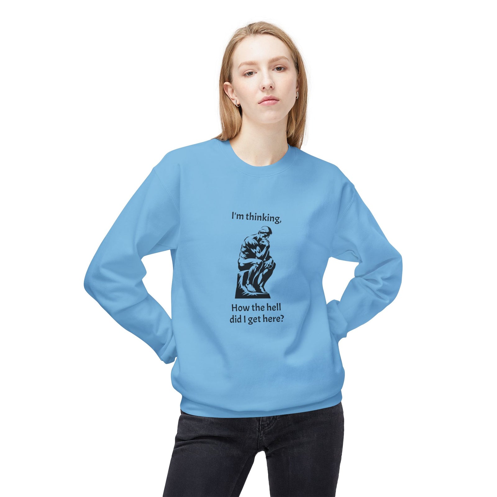 Funny Thinking Man Crewneck Sweatshirt - Great Gift Idea
