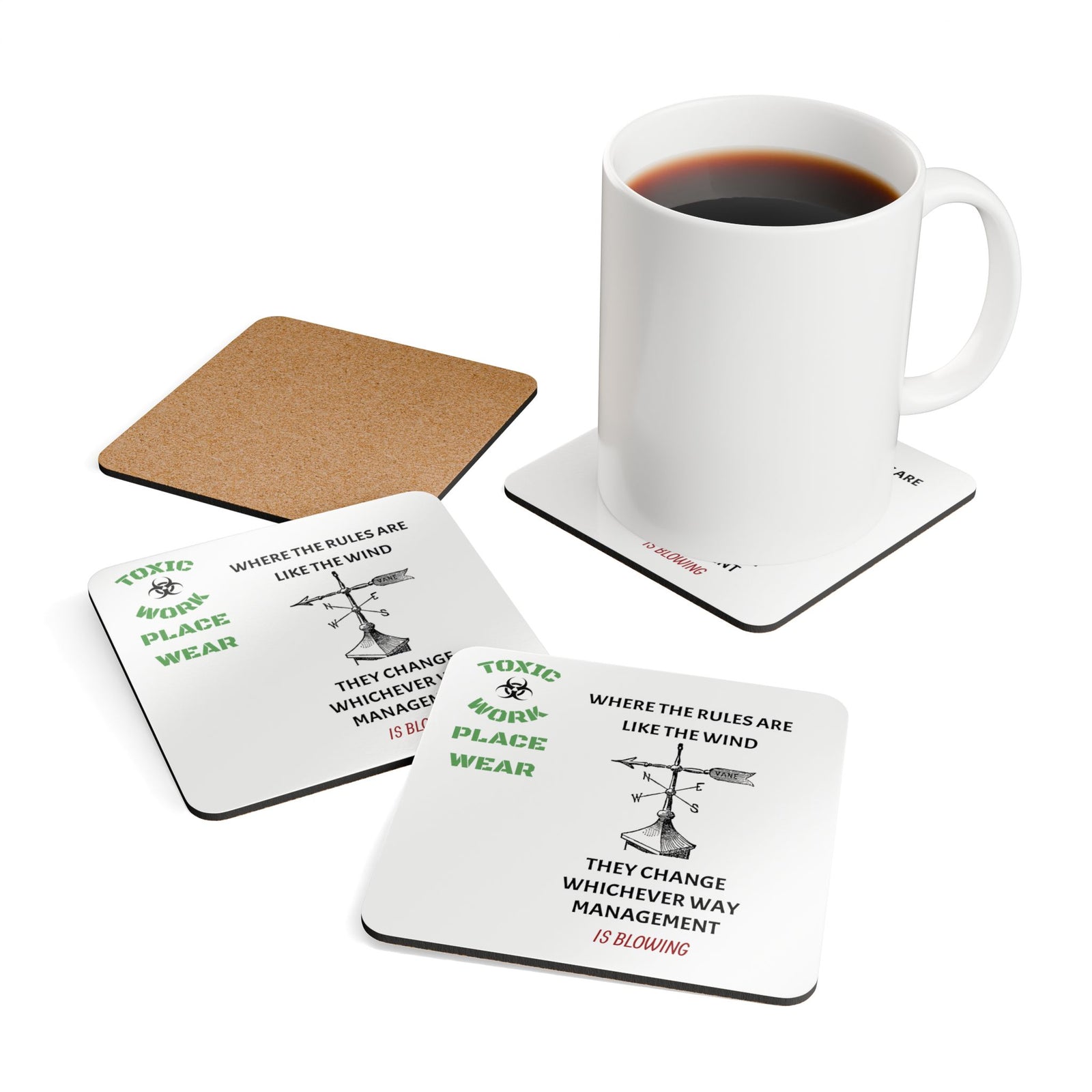 Coaster Set - Workplace Humor Corkwood Coasters