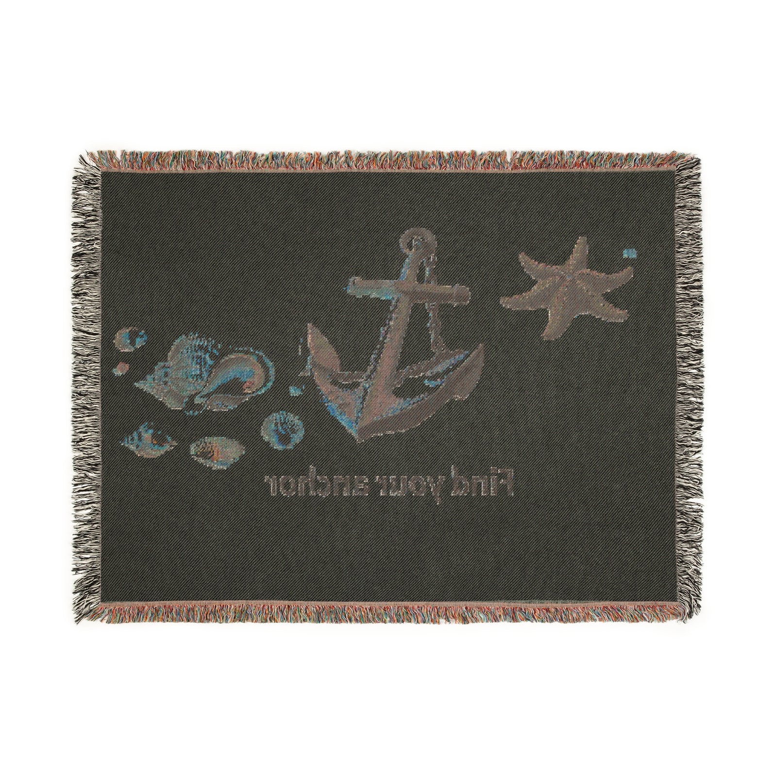 Woven Blanket - Nautical Vibes 'Find Your Anchor'