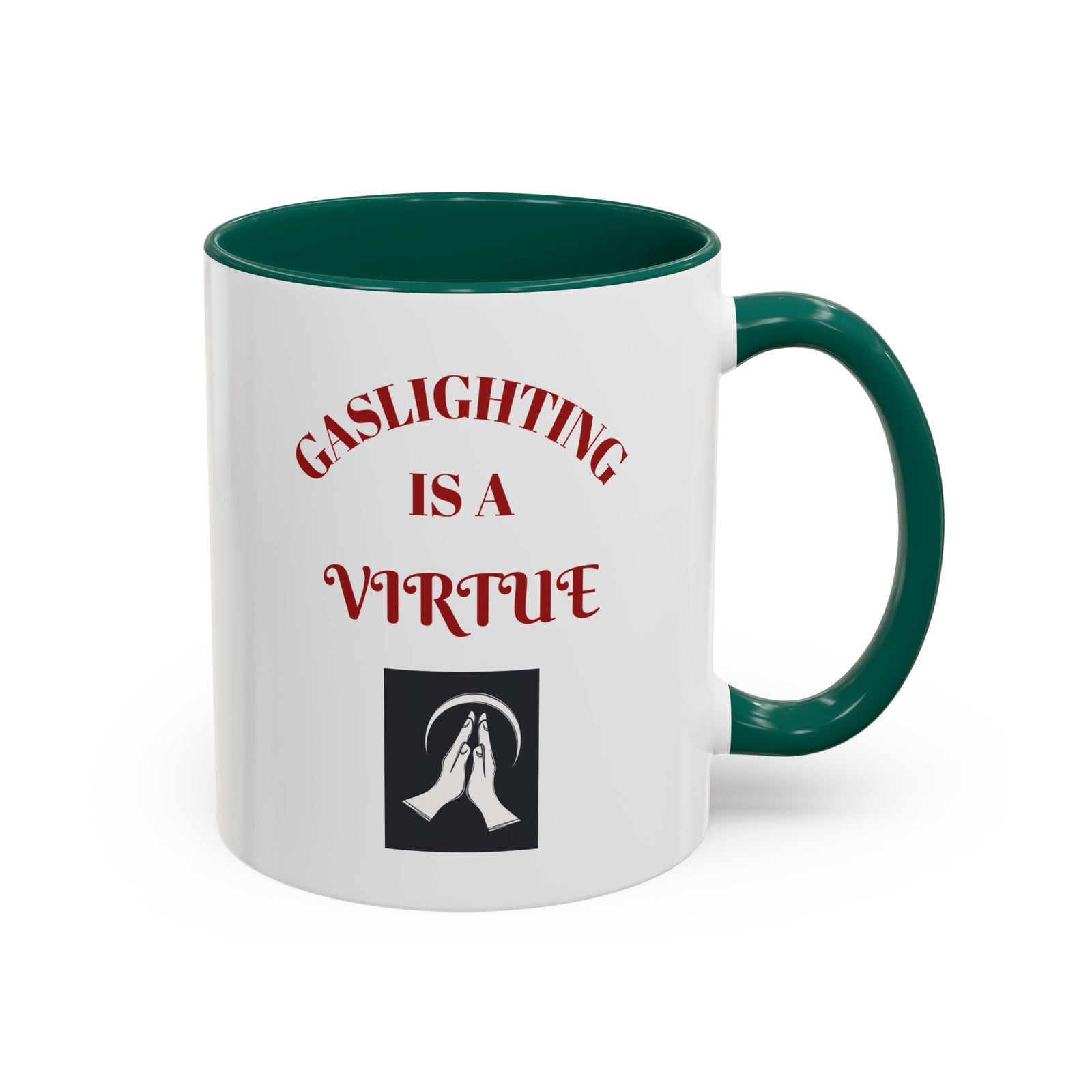 Workplace Humor Colorful Mug with the message that reads "gaslighting is a virtue."