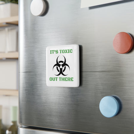 Toxic Warning Square Magnet, Fun Home Decor, Quirky Gift Idea, Kitchen Magnet, Eco-Friendly Office Décor