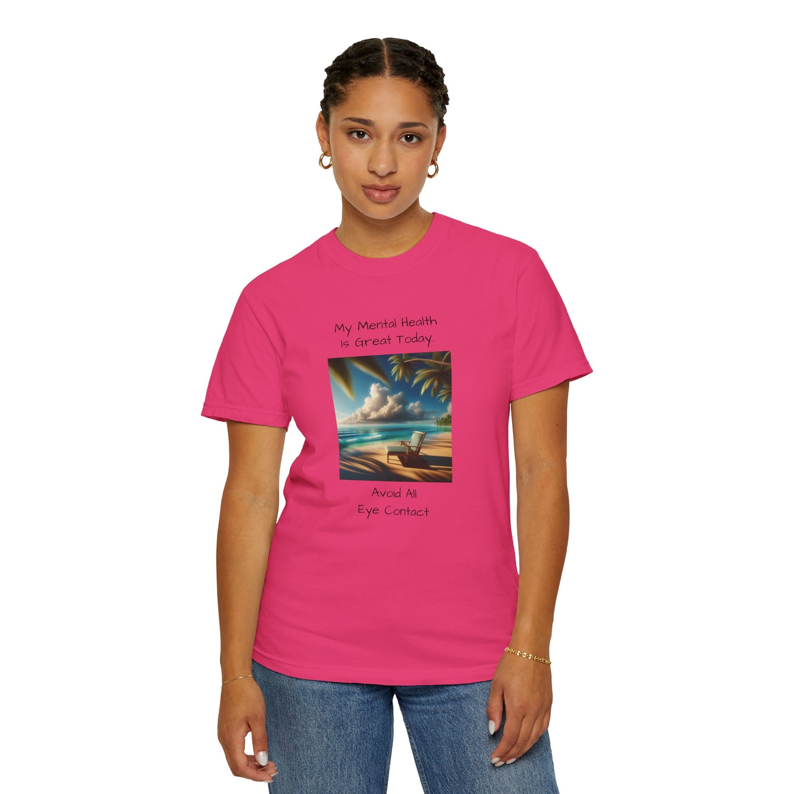 Funny Workplace Dynamics Unisex T-shirt with 'My Mental Health is Great Today' Phrase