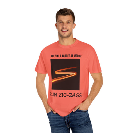 Funny Workplace Humor Unisex T-shirt - How to Avoid Being a Target by Running Zig Zags