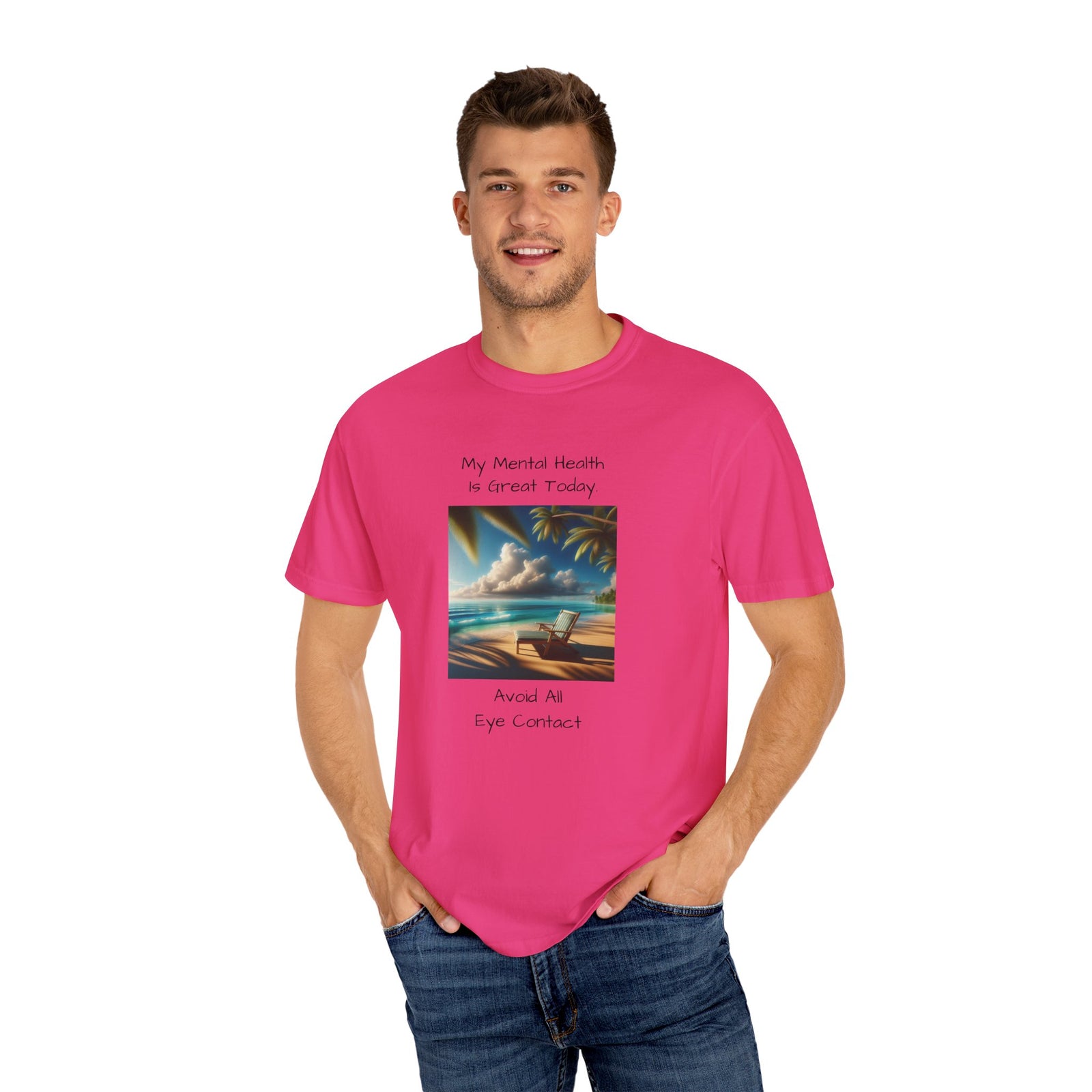 Funny Workplace Dynamics Unisex T-shirt with 'My Mental Health is Great Today' Phrase
