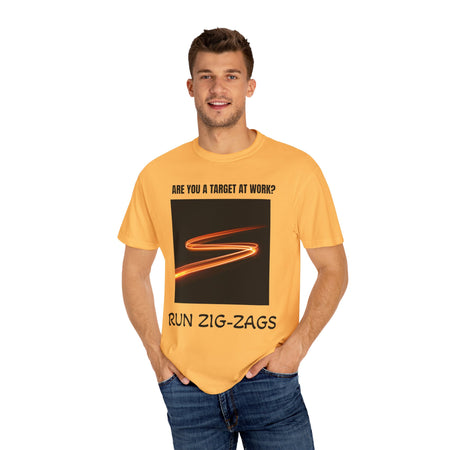 Funny Workplace Humor Unisex T-shirt - How to Avoid Being a Target by Running Zig Zags