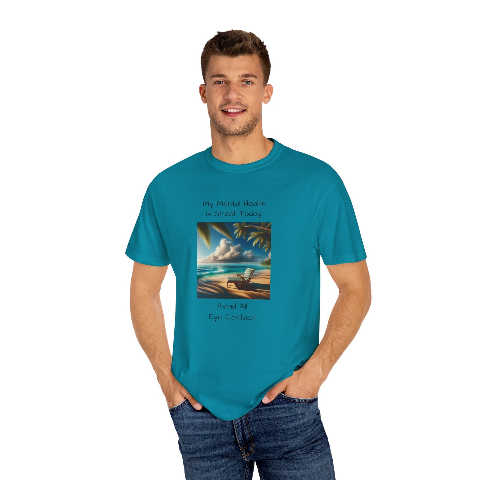 Funny Workplace Dynamics Unisex T-shirt with 'My Mental Health is Great Today' Phrase