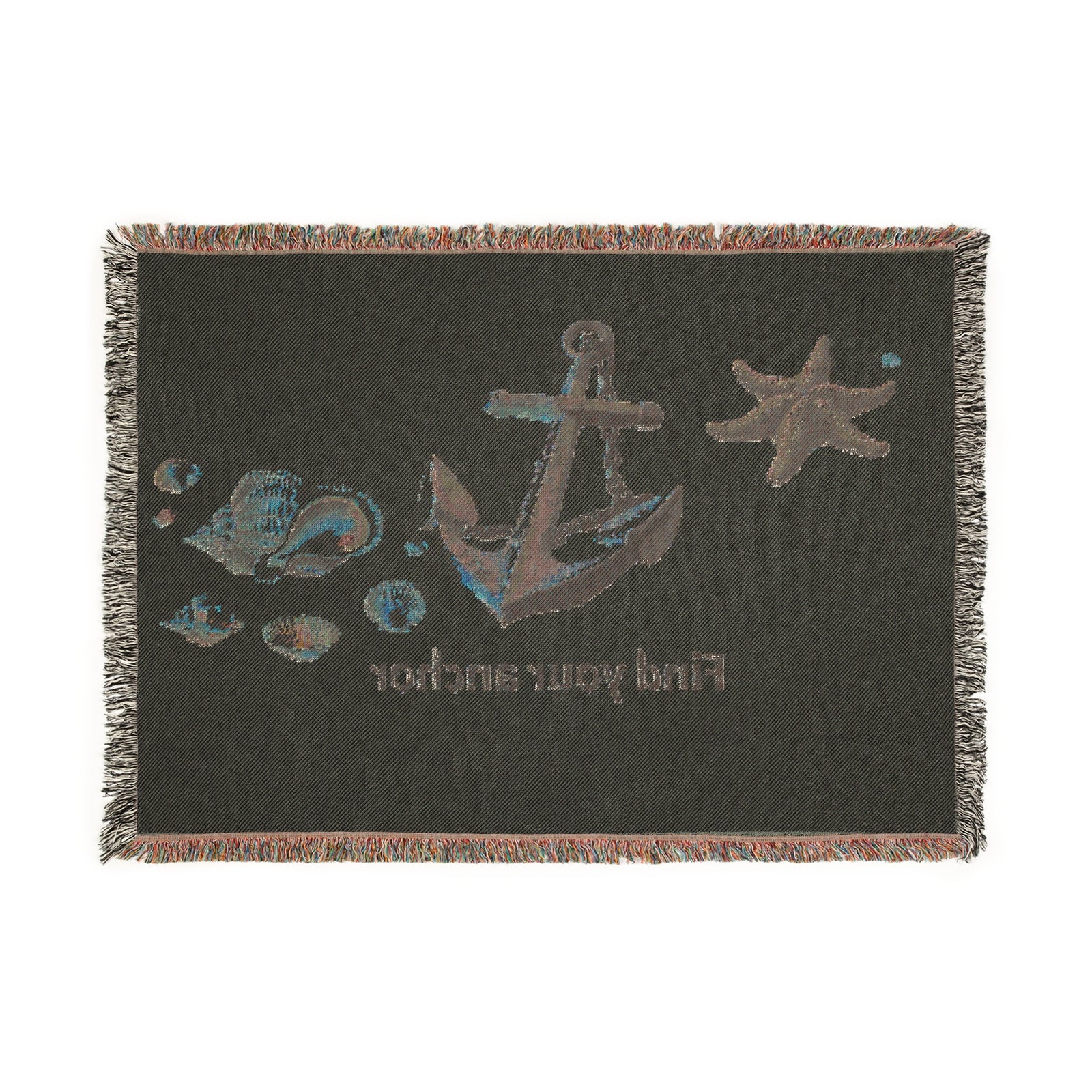Woven Blanket - Nautical Vibes 'Find Your Anchor'