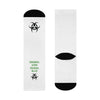 unisex cushioned crew socks. Funny message that reads " It's toxic out there."