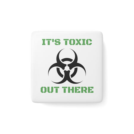 Toxic Warning Square Magnet, Fun Home Decor, Quirky Gift Idea, Kitchen Magnet, Eco-Friendly Office Décor