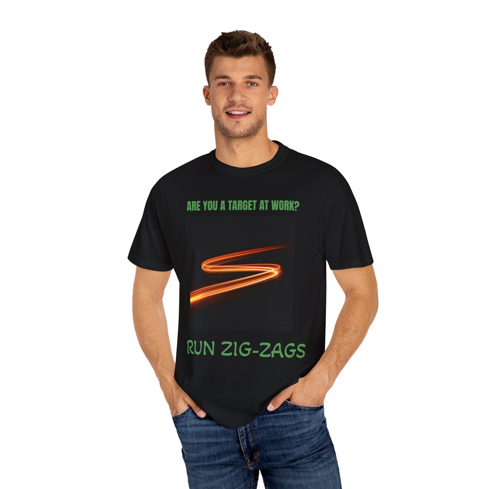 Funny Workplace Humor Unisex T-shirt - How to Avoid Being a Target by Running Zig Zags