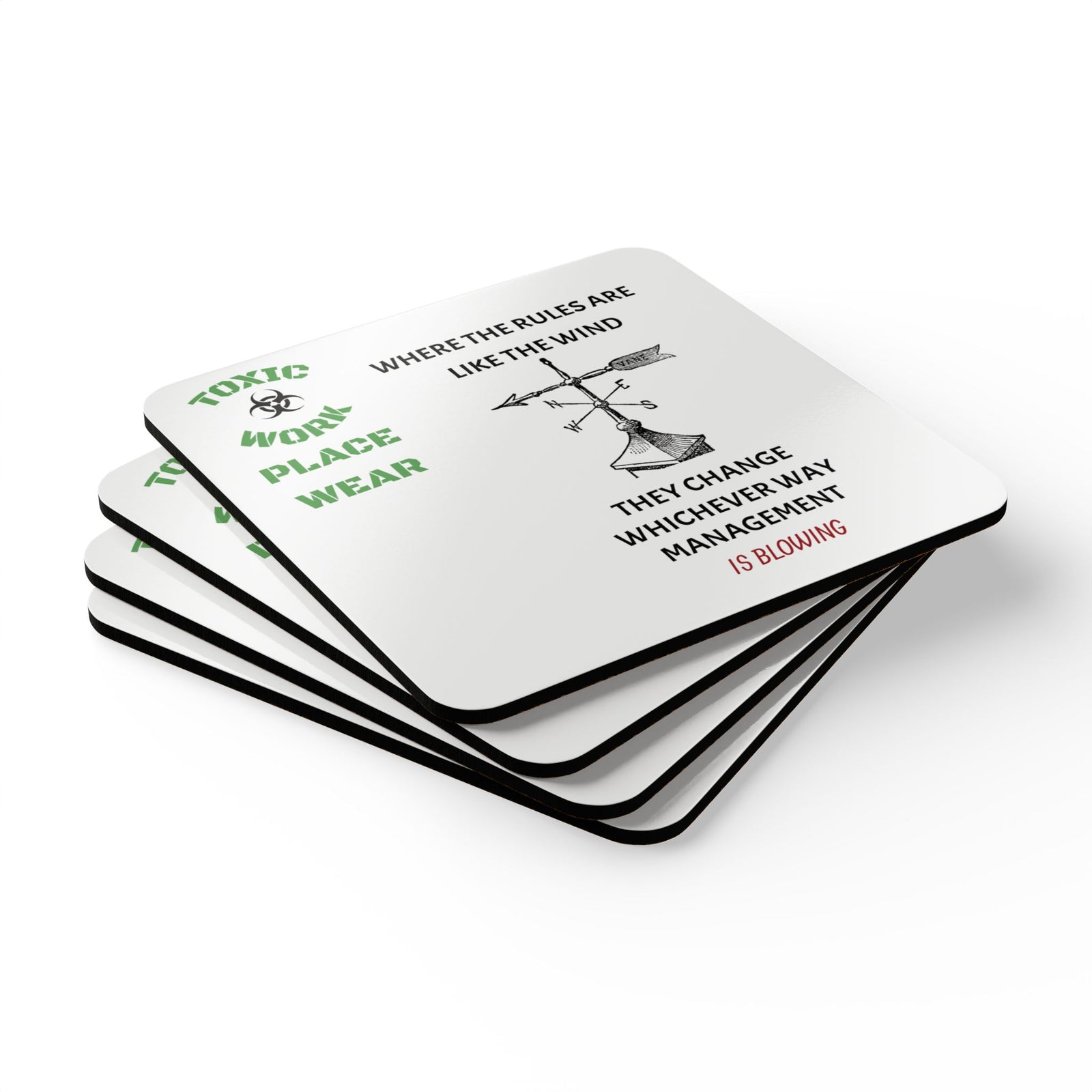 Coaster Set - Workplace Humor Corkwood Coasters
