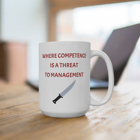 Mug 15oz - Management Humor Mug How Management is Threatened by Competence