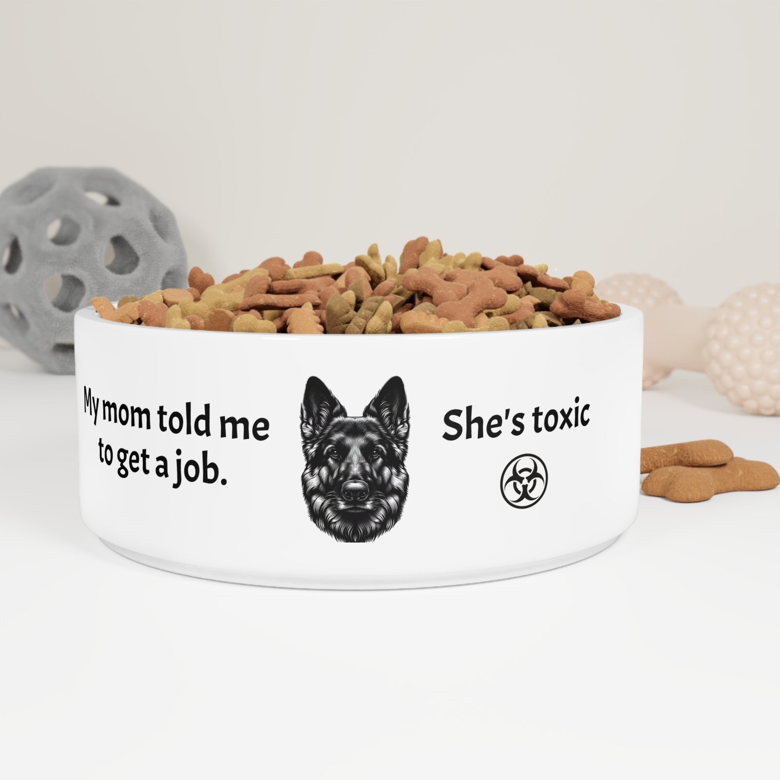 Funny Pet Bowl -Telling your German Shepherd to get a job