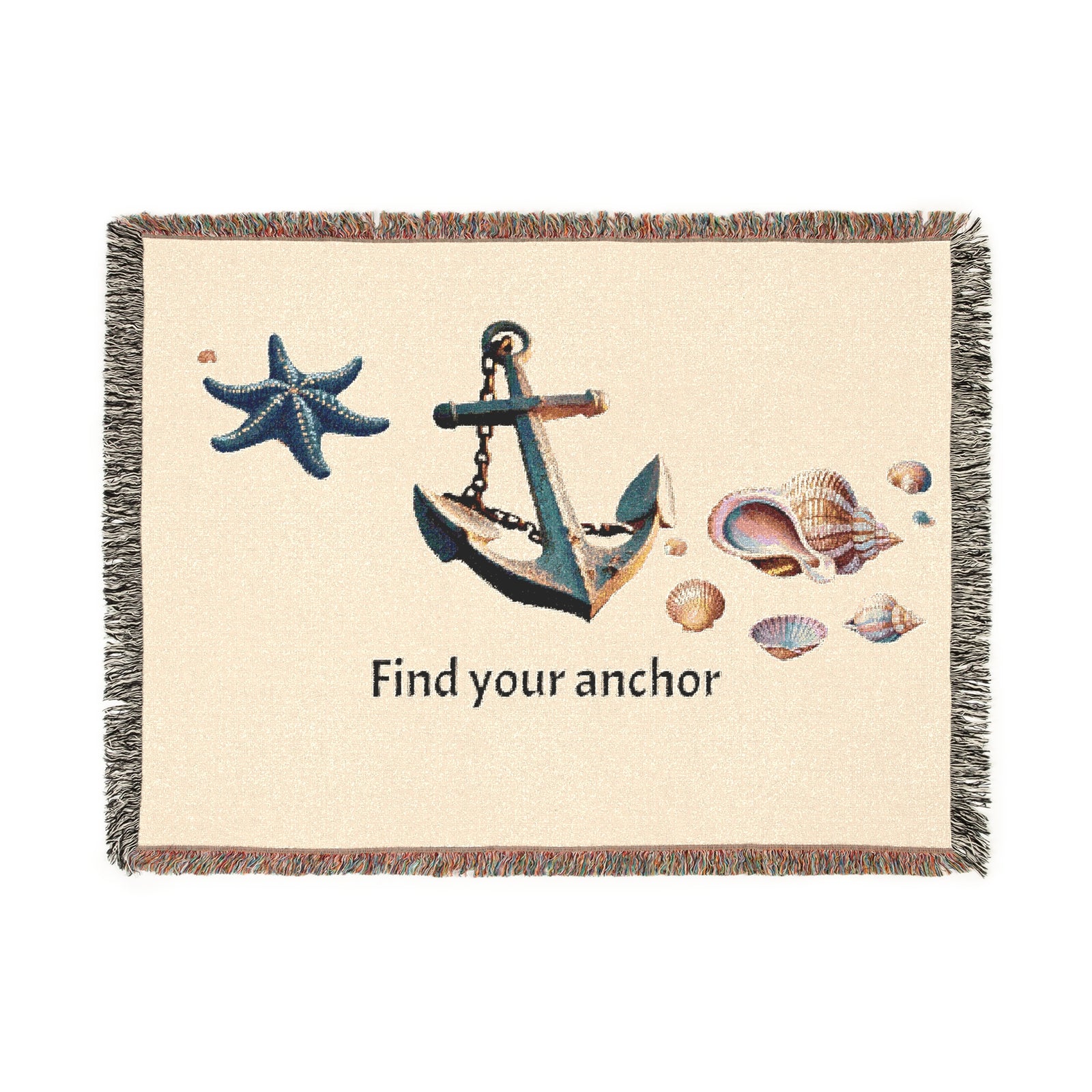 Woven Blanket - Nautical Vibes 'Find Your Anchor'