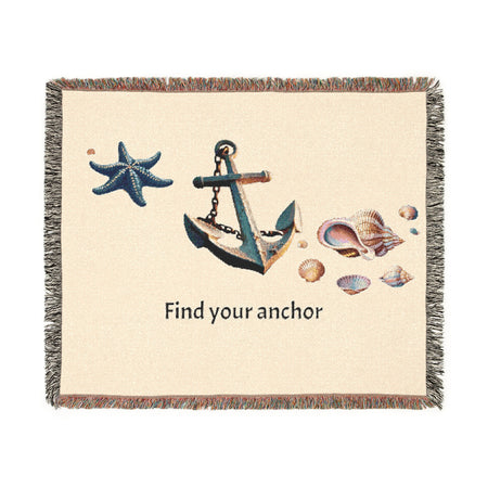 Woven Blanket - Nautical Vibes 'Find Your Anchor'