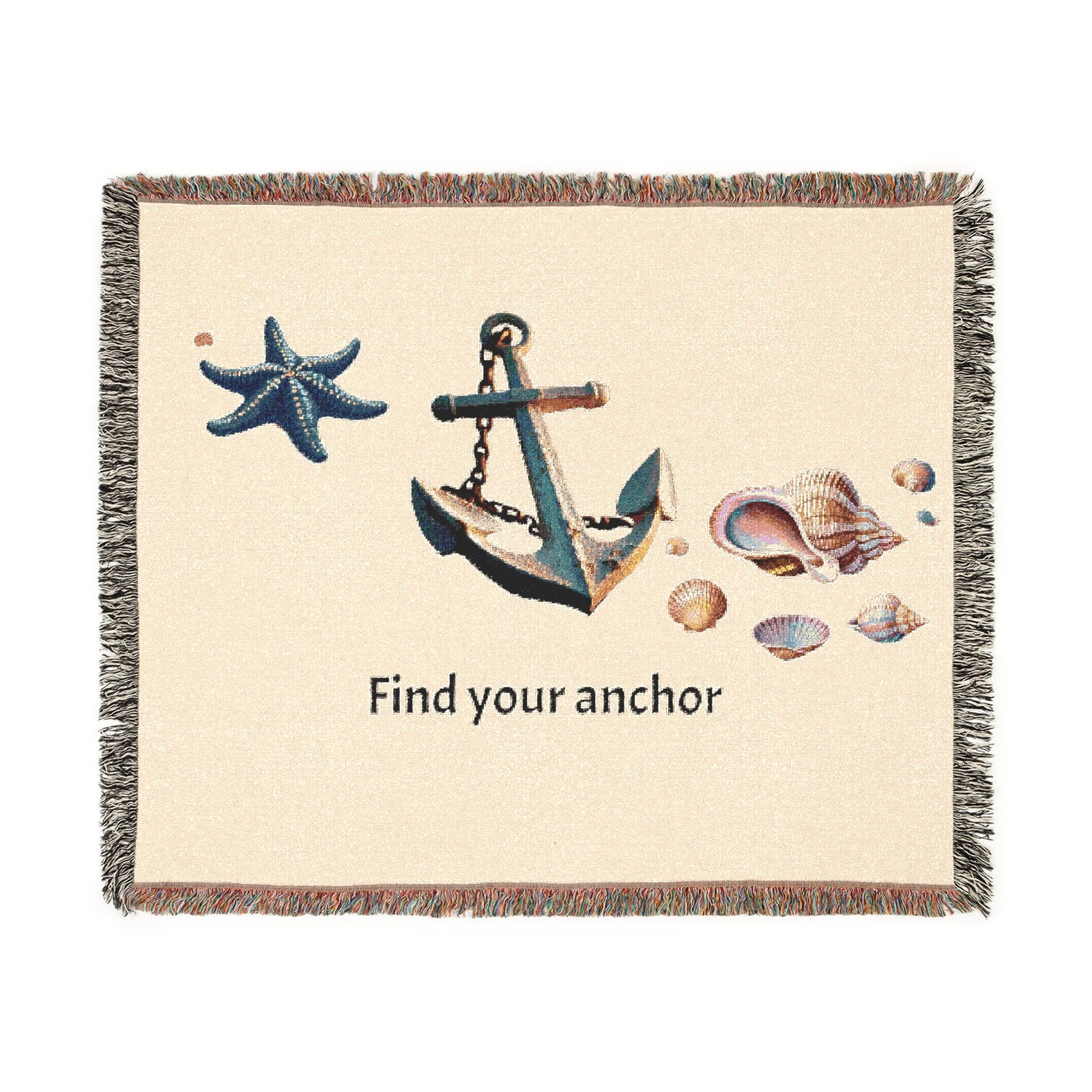 Woven Blanket - Nautical Vibes 'Find Your Anchor'