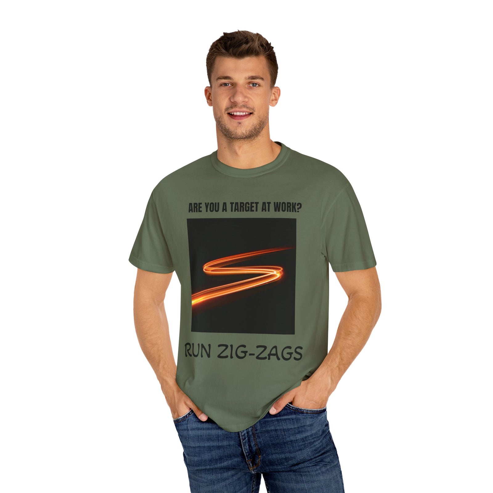 Funny Workplace Humor Unisex T-shirt - How to Avoid Being a Target by Running Zig Zags