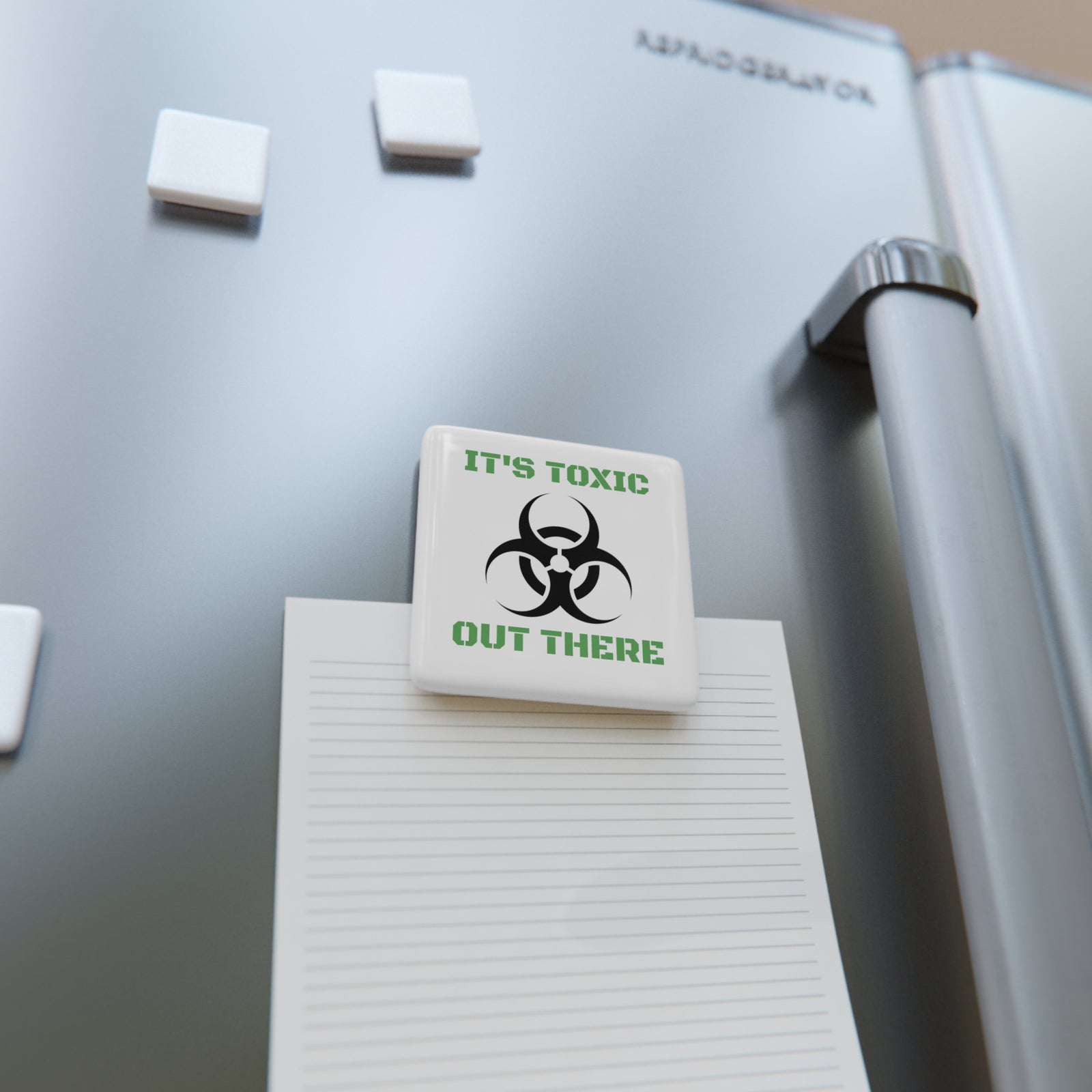Toxic Warning Square Magnet, Fun Home Decor, Quirky Gift Idea, Kitchen Magnet, Eco-Friendly Office Décor