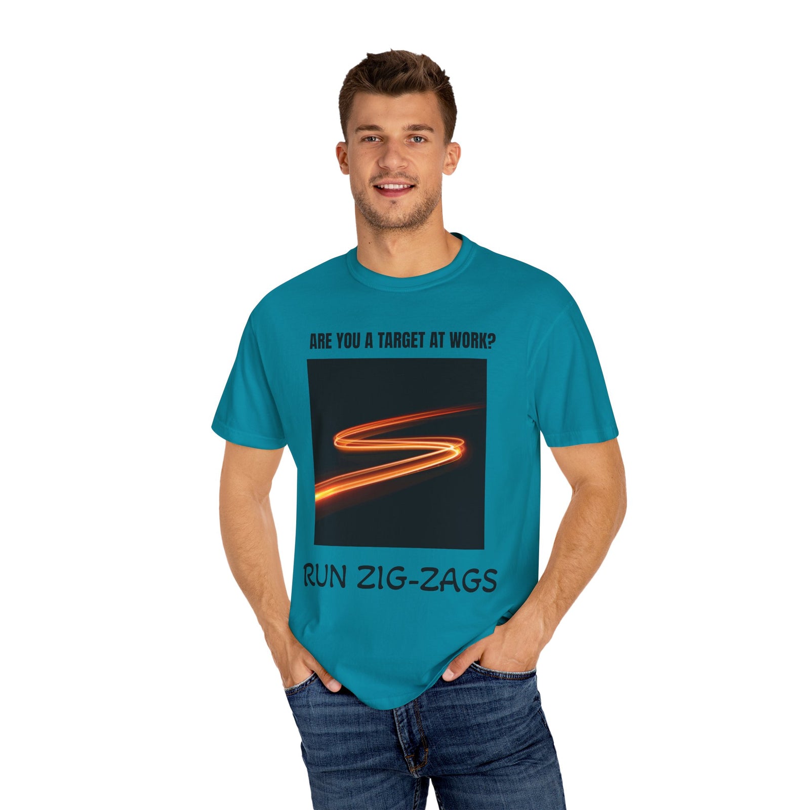 Funny Workplace Humor Unisex T-shirt - How to Avoid Being a Target by Running Zig Zags