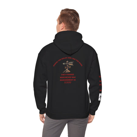 Funny hoodie. Management changes the rules like the wind.