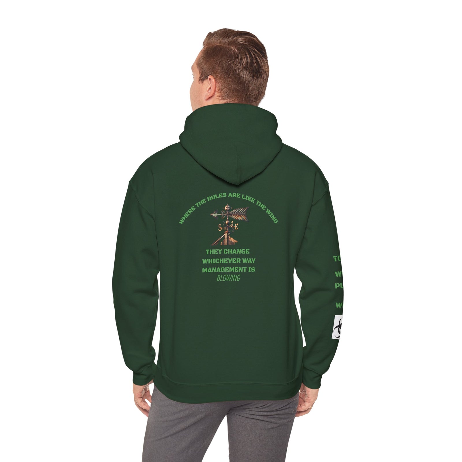 Funny hoodie. Management changes the rules like the wind.